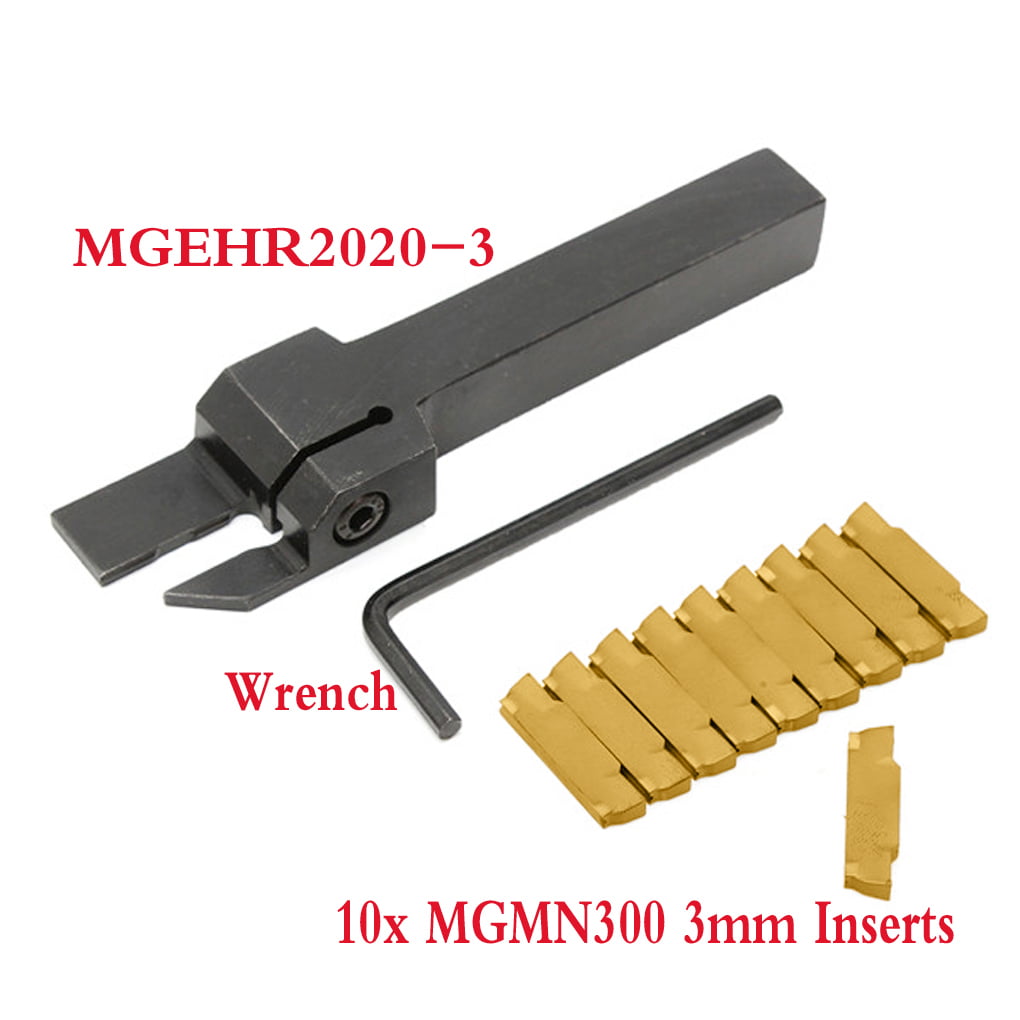 10x MGMN300-M Carbide Inserts Blades Parting Off Turning MGEHR2020-3 Tool Holder 