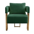 thumbnail image 4 of Teddy Fleece Upholstered Metal Foot Chair, Upholstered Armchair Mid Century with Gold Metal Legs, Ergonomic Design, Modern Accent Chair for Dressing Area, Reception Room and Office, Green, 4 of 8