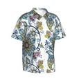 thumbnail image 2 of Kll Men'S Hawaiian Shirt Short Sleeve Button Down Beach Shirts-Flowers And Butterflies, 2 of 8