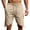 Khaki, variant on Mens Linen-Look Casual Shorts, Breathable Lightweight Weave with Elastic Drawstring Waist and Fashionable Contrast Trim Black L