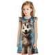 thumbnail image 1 of Balery Blue Sky Cute Wolf Camisón de princesa para niñas, pijama de algodón con mangas abullonadas, suave y bonito.-Large, 1 of 6