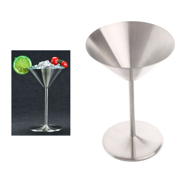 AOOOWER 1 Piece Stainless Steel Martini Glass Cocktail Stem Wine Cups Bar  Fancy Mugs Wine Cup Golden Silver Two Colors to Choose 