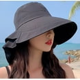 thumbnail image 2 of CoCopeaunt Women's Summer Sun Outdoor UV Protection Hat Foldable Wide Brim Ponytail Hole Bucket Cap for Summer Cycling,Hiking, 2 of 5