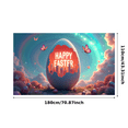 thumbnail image 3 of Easter Themed Egg Shaped Banner with Cityscape Inside Happy Easter Lettering Butterflies Clouds and Rainbows Background Party Decorations Easter Celebrations Photography Props Spring Events, 3 of 8