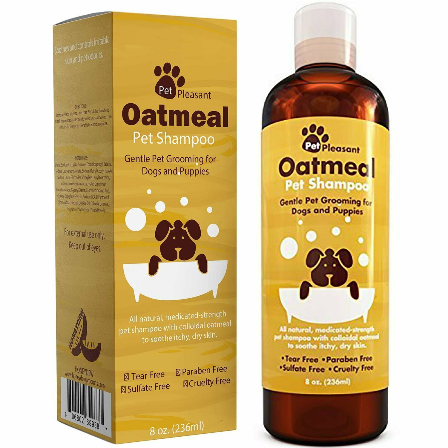 Honeydew Oatmeal Dog Shampoo for Itchy Skin and Pet Deodorizer, 8oz