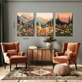 thumbnail image 2 of Wildflower Mountain Landscape Wall Art Set of 3, Colorful Floral Wall Decor, Boho Sunset Landscape Canvas Artwork, Earth Tone Botanical Poster Prints for Living Room Bedroom, 2 of 6