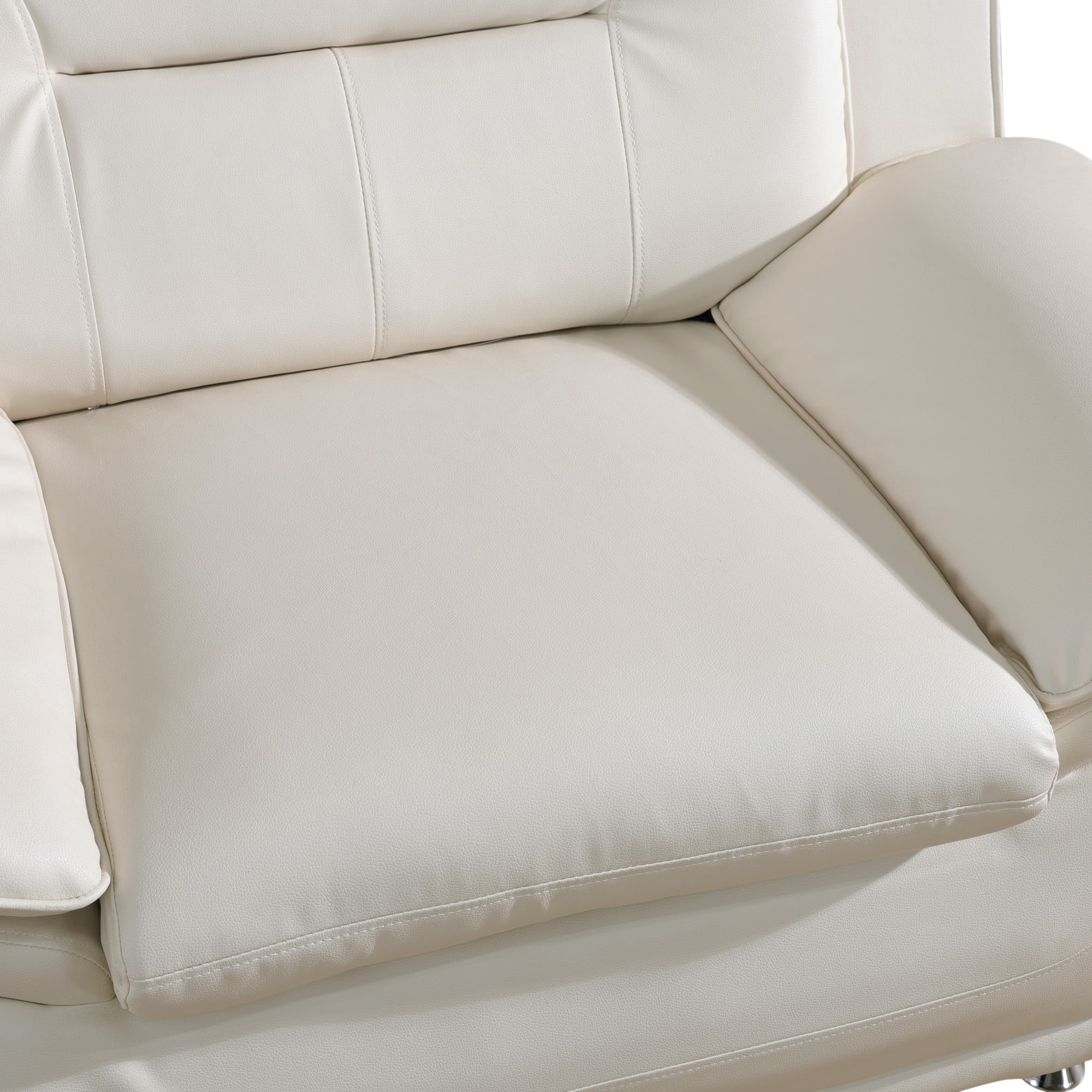 Gewnee Single Sofa, 46" Sofa Chair, Breathable Faux Leather Upholstery, Solid Wood Frame Living Room Lounge Accent Chair ，White