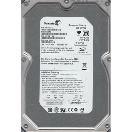 ST3500830AS, 5QG, WU, PN 9BJ136-566, FW 3.AFE, Seagate 500GB SATA 3.5 Hard Drive