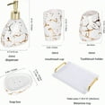 thumbnail image 2 of Ceramics White Bathroom Accories SetGold Marble Look Bathroom Decor Modern 6 Piece Bathroom Accory Set Complete with Soap Dispenser Toothbrush Holder Tumbler Tray Countertop, 2 of 10