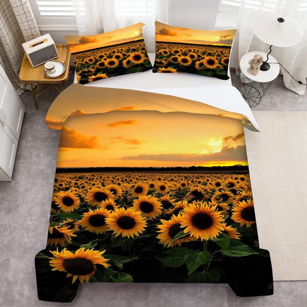 High Quality Bedding Cover Set Sunflower Printed Home Bedclothes