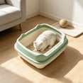 thumbnail image 2 of ICQOVD Semi Enclosed Cat Litter Box with Spray Proof Design Non Stick Easy Clean Pet Toilet for Kittens and Small Cats, 2 of 6
