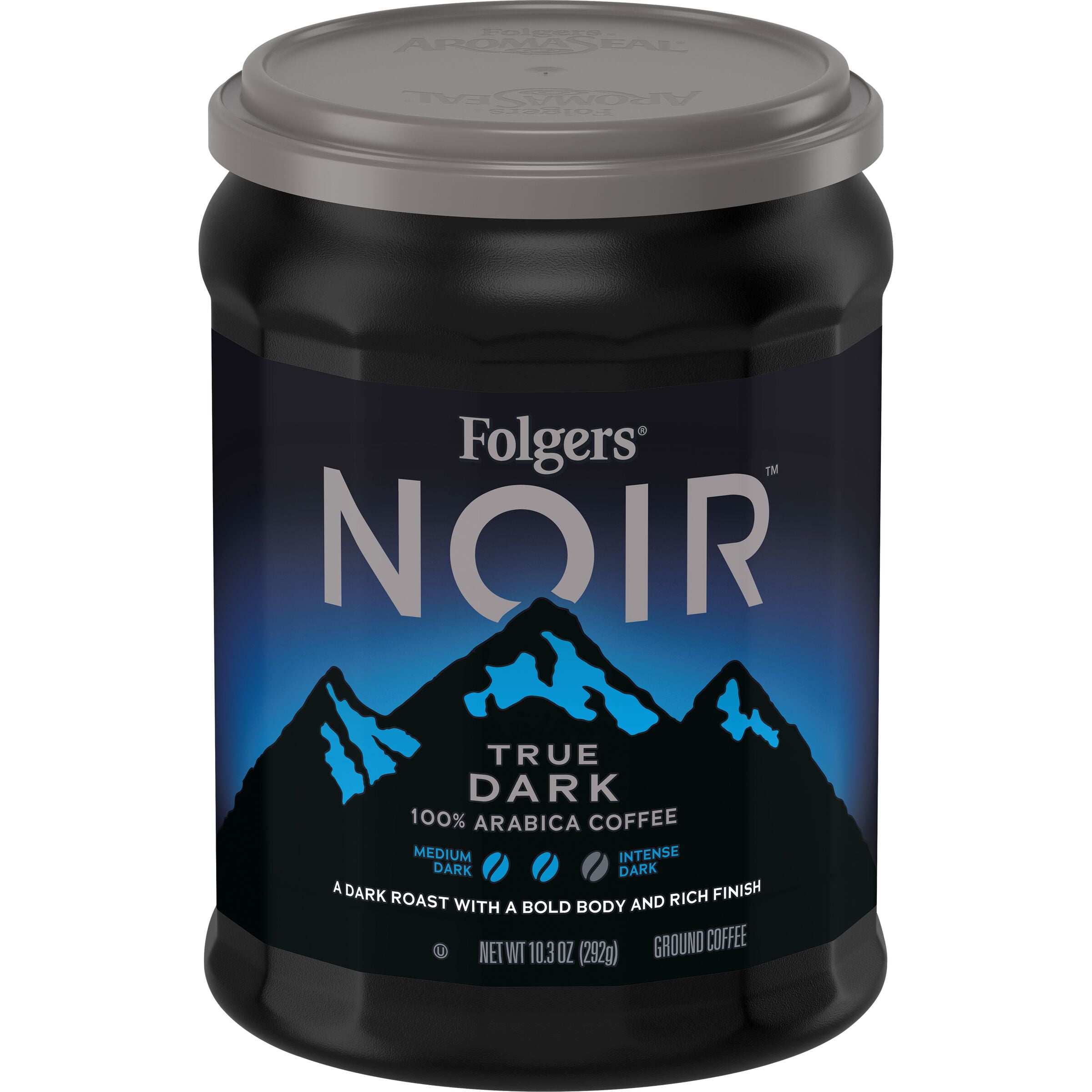 Folgers Noir Rich True Dark, Dark Roast Ground Coffee, 10.3 oz