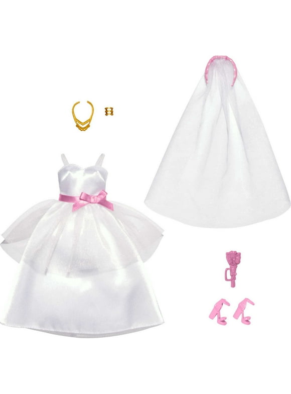Barbie Fashions Doll Clothing Bridal Pack with Wedding Dress, Veil and Accessories