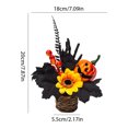 thumbnail image 3 of Halloween Artificial Pumpkin Tabletop Ornamnet, Woven Pot Arrangement with Black Maple Leaves Sunflowers and Berries for Spooky Fall Centerpiece Display, Festive Home Accent, 3 of 7