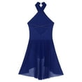 thumbnail image 6 of Alvivi Women's Lyrical Ballet Dancewear Leotard Sleeveless Halter Neck Flowy Skirt Dress Navy Blue XXL, 6 of 7