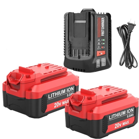 2Pack 20V 8.0Ah Lithium Battery Replacement for Craftsman CMCB202 CMCB204 CMCB0206 and CMCB104 Charger Compatible with Craftsman V20 Tools