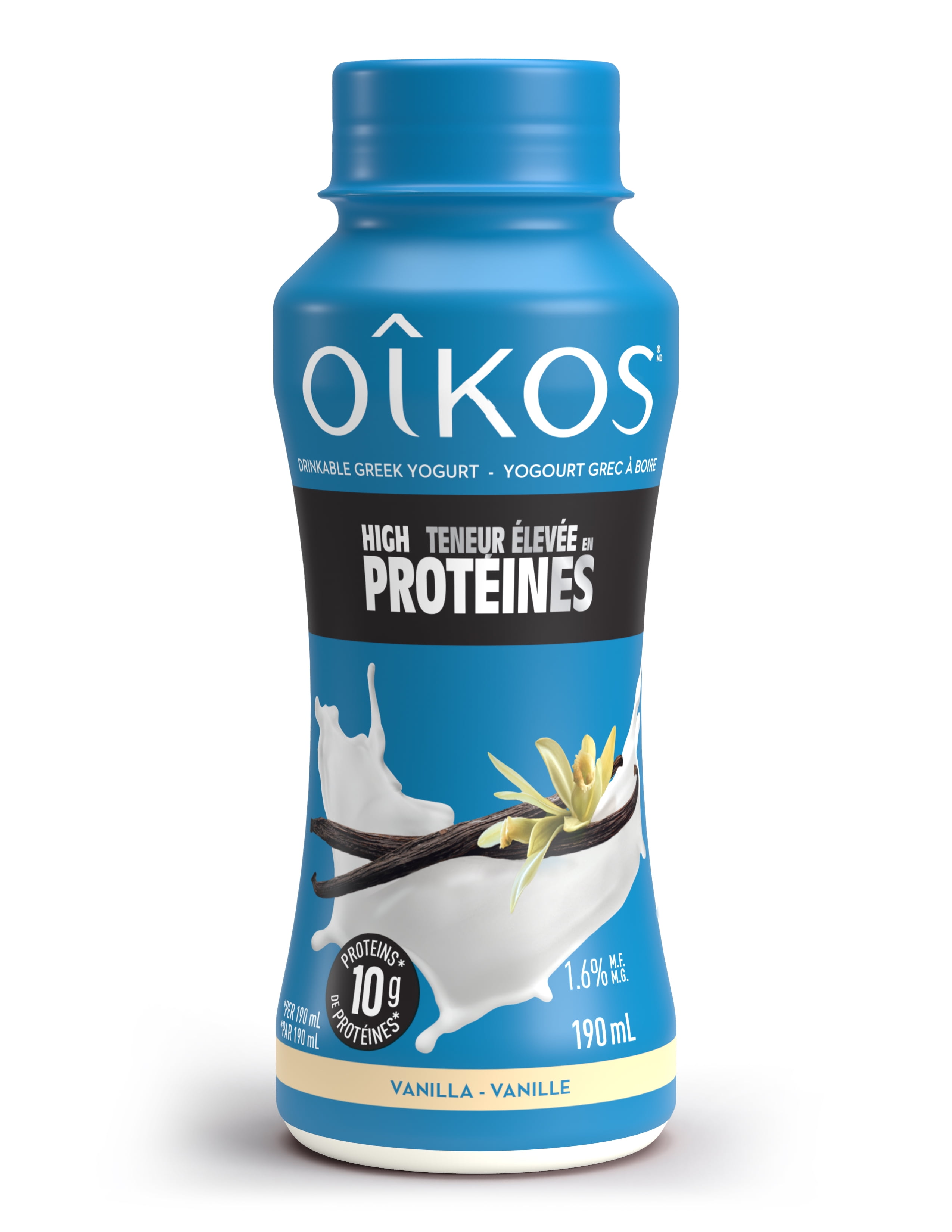 Oikos Greek Yogurt Drink, Vanilla, High Protein, 190 mL