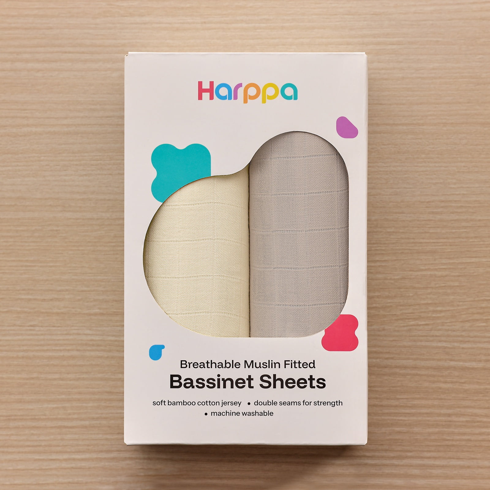 HARPPA Muslin Baby Bassinet Sheets 2 Pack, Breathable Bamboo Viscose Cotton, 32.68" x 18.9"