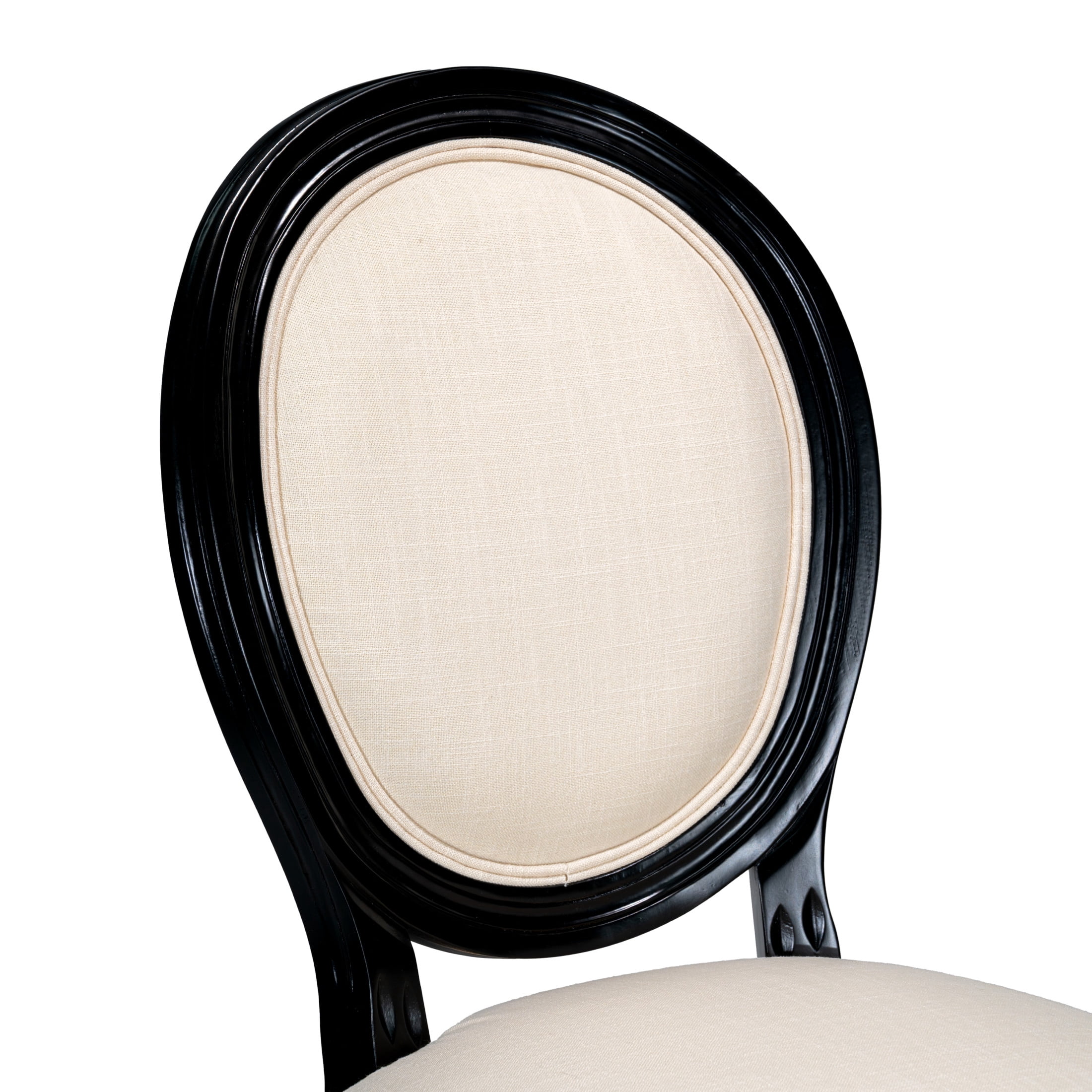 Noble House Caldon French Country Upholstered Dining Chairs with Solid Wood Frame and Padded Back, Beige, Set of 2