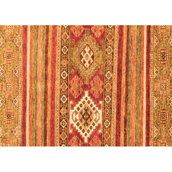 Ahgly Company Indoor Rectangle Abstract Orange Modern Area Rugs, 7' x 9'