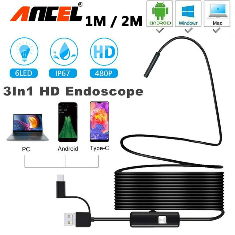 Waterproof IP67 Endoscope Camera Multi-ports USB-C Micro-USB USB Length 2m