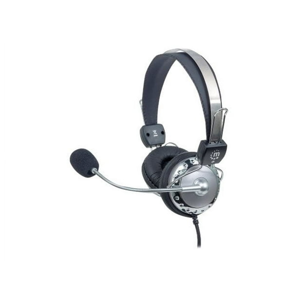 Manhattan Stéréo Over-Ear Headset (3,5 Mm) Stéréo Std 2x 3,5 Mm Microphone Volume Audio 2.5m (Prix de la Clairance), Perche (Rembourré), Bandeau Réglable en Acier, Contrôle du en Ligne, Coussins d'Oreille, Prise pour une Utilisation / Micro, Câble Garantie de 3 Ans - Casque - Pleine Taille - Filaire