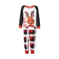 thumbnail image 2 of Family Christmas Pajamas  Elk Letter Printing Plaid Raglan Long Sleeve Round Collar Sleepwear for Mother/Father/Kid, 2 of 10