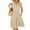 Beige, variant on QINCAO Womens Dresses Summer Casual V Neck Ruffle Sleeve High Waist Flowy Tiered Mini Dress with Pockets S-2XL