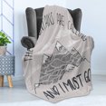 thumbnail image 4 of Mountain Soft Flannel Fleece Throw Blanket, Mountains are Calling and I Must Go Saying Snowy Challenging, Cozy Plush for Indoor and Outdoor Use, 60" x 80", Pale Tan White, by Ambesonne, 4 of 5