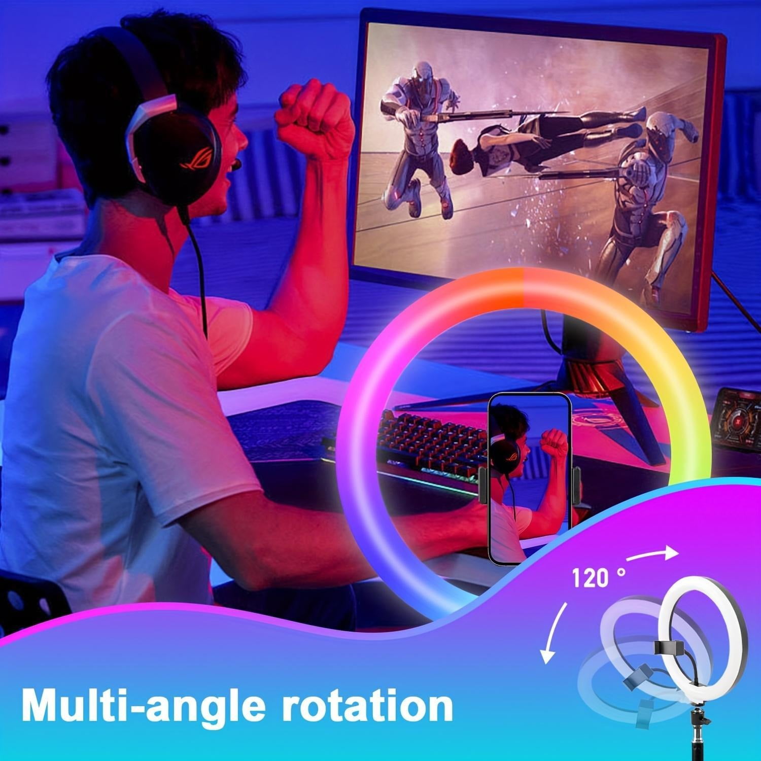 12" RGB Ring Light Kit w/ 63" Extendable Tripod & 2 Phone Holders - Perfect for TikTok, YouTube & Live Streaming, 360° Adjustable Lighting for Makeup, Vlogging & Selfies, Dimmable LED with 15 Color M