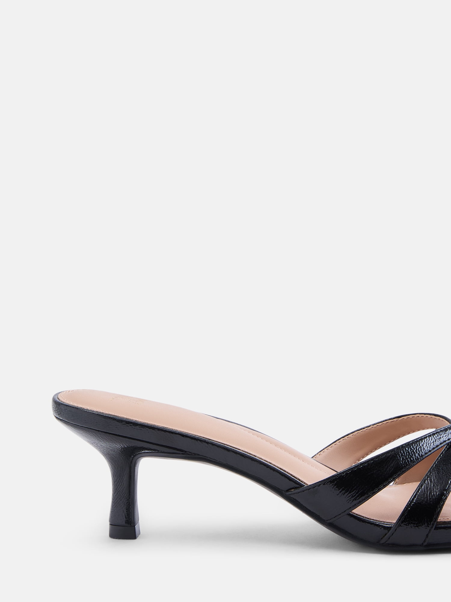 Time and Tru Women's Faux Leather Kitten Heel Mule Sandals