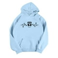 thumbnail image 4 of Womens Tops Dressy Casual Winter Loose Fit Hooded Long Sleeve Mitten- Drop Shoulder Hoody Heart Print Leisure Cotton Hoodies Sweatshirts(Sky Blue,L), 4 of 5