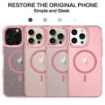 thumbnail image 5 of GAOBAO Magnetic for iPhone 16 Pro Max Case Clear Glitter, Compatible with MagSafe, TPU Transparent Shockproof Slim Bling Sparkly Bumper Cover Phone Case for Women Girls, Pink, 5 of 8