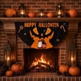 thumbnail image 6 of Halloween Half Fan Flag 2 Pack, 35.4 x 15.7 Inch Pumpkin Bunting Banners with 6 Metal Clips, Curved Porch Railing Fence Yard Outdoor Halloween Decor, 6 of 9