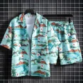 thumbnail image 3 of Conjuntos de camisas para hombre, conjuntos de playa blancos, conjunto de 2 piezas, conjunto coreano de dos camisetas, pantalones cortos, trajes para hombre, elegantes, 5xl, elásticos, sueltos, fresco, 3 of 5