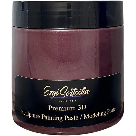 3D Sculpture Painting Paste|Modeling Paste|Decorative Plaster|Ready to Use|Unique Metallic Pearl and Neon Colors|Ideal for Artwork|Stencil|Flowers|Texture and Art Relief|6 oz|Metallic Burgundy