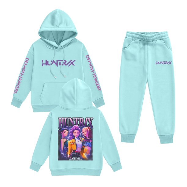 Pop cazadora para niña Hooded Sweatshirt Set,Soft Streetwear Pullover,Cute Long Sleeve Hoodie for Fall Winter (Light Blue)