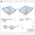 thumbnail image 2 of Womens Upside Down Half Rim Diamond Shape Rimless Metal Frame Sunglasses Silver - Blue Brown, 2 of 8