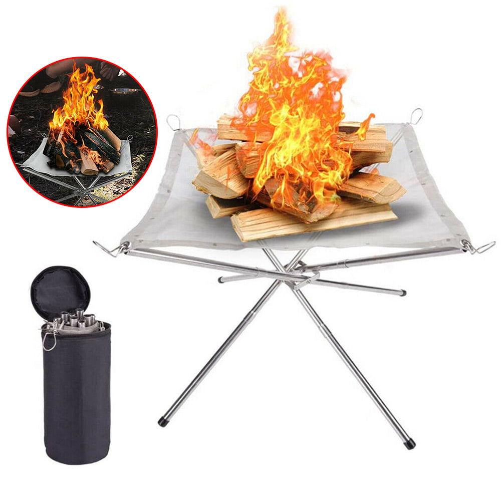 Folding Campfire Rack Outdoor Camping Barbecue Burning Stove Portable Fire Pit 