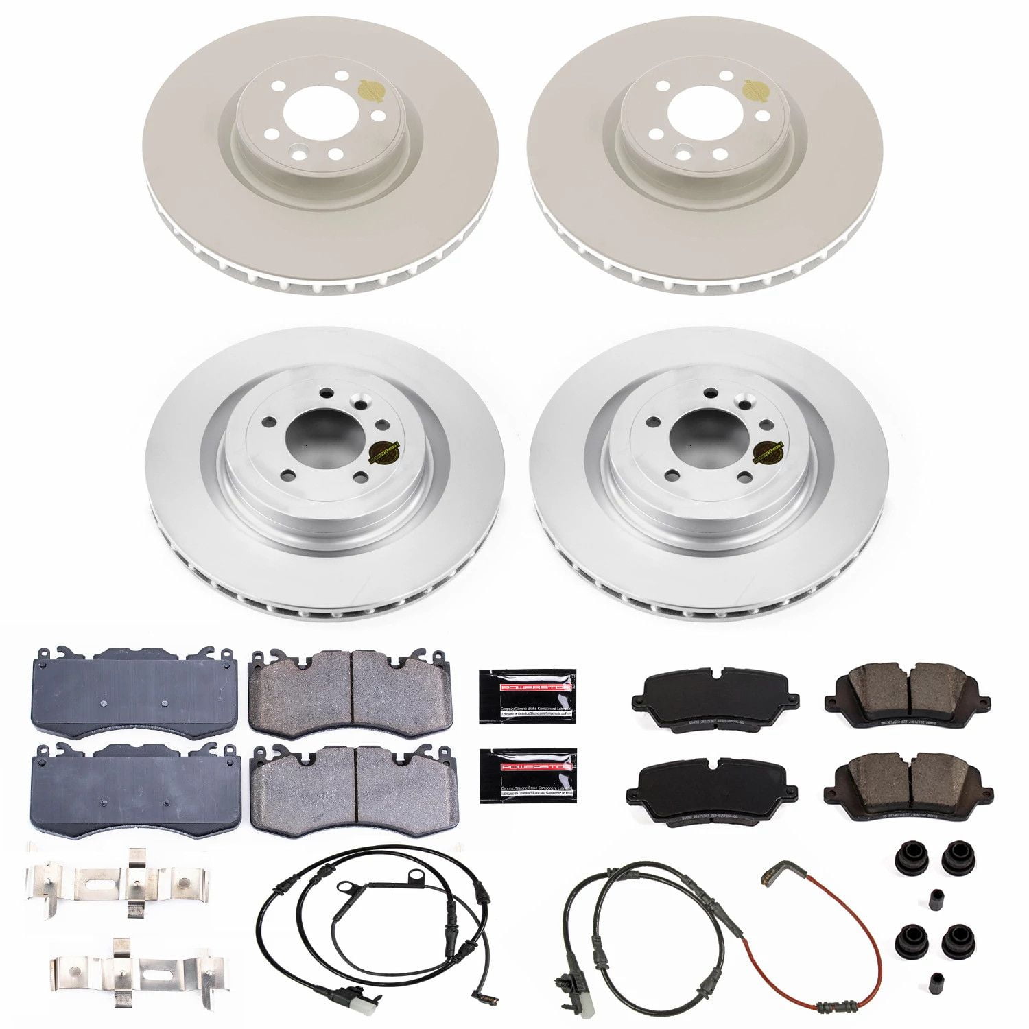 PowerStop Front and Rear Geomet Coated Brake Rotor and Pad Kit Fits: LAND ROVER Select Models CRK7101