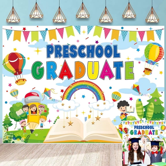 Preschool Graduation Backdrop Class of 2026 Kindergarten Graduation Background for Boys Girls 2026 Pre-K Grad Ceremony School Party Decorations Banner Supplies Photo Booth Props