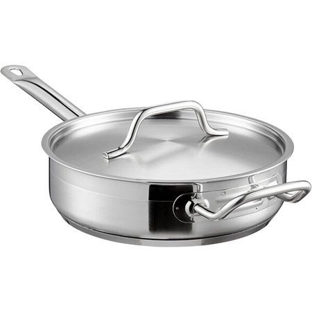 3 Qt. Stainless Steel Sauté Pan with Lid and Welded Hollow Handle- Cookware Chef Cooking Pan Egg Pan Fry Pan Omelet Pan Sauté Pan NSF Certified