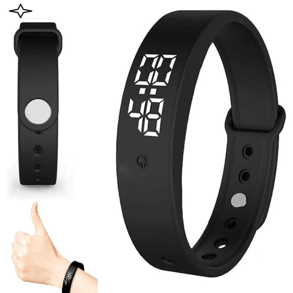 DESIGNICE Vibrating Alarm Wristband, Silent Wake Up Bracelet with Vibration Alarm for Heavy Sleepers, Wearable Non-Audible Wristband Alarm Clock for Men Women, Black