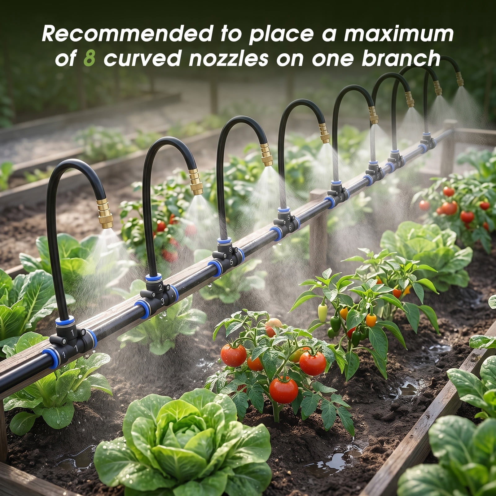 65Ft Drip Irrigation System,Upgrade 360° Adjustable Garden Irrigation Kit with 20pcs Copper Nozzles for Outdoor Plants, Lawn & Garden Use