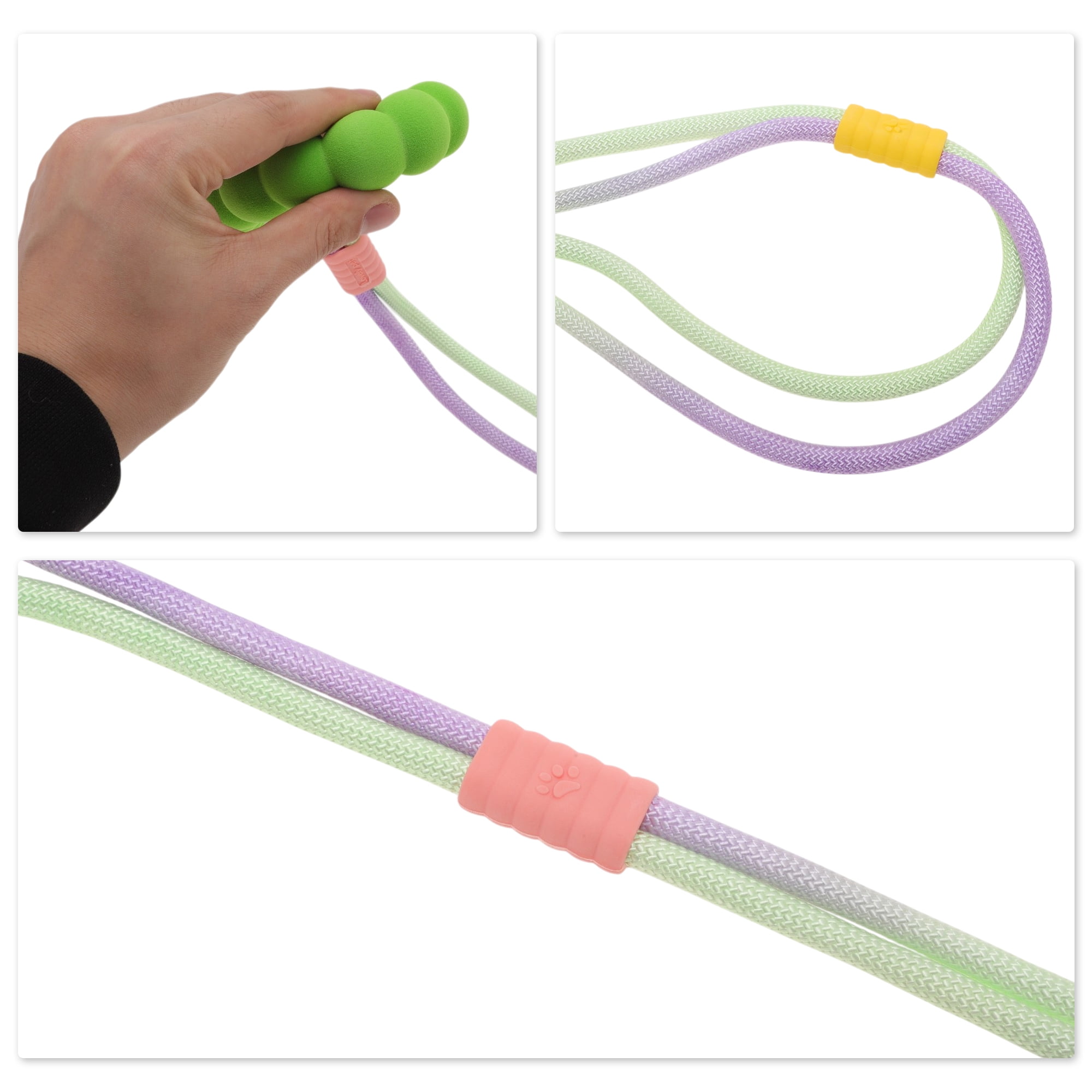 Unique Bargains Adjustable Crossbody Waist Leash Hands Free Dog Leash Green Purple