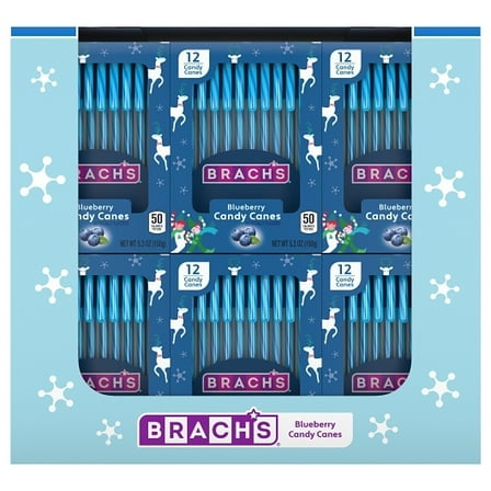 Brach's Blueberry Candy Canes, Holiday Christmas Candy, 12 Count , 5.3 oz, PACK OF 6