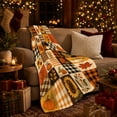 thumbnail image 3 of Pumpkin Sunflower and Plaid Harvest Patchwork, Rustic Farmhouse Style for Fall Lovers, Thanksgiving Gift, Cozy Flannel Blanket for Bedroom and Living Room, Home Decor, 3 of 9