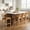 Natural Finish + Brown, variant on Christopher Knight Home Rustic PU Upholstered Barstools, Rivet Accents, Solid Wood Frame, Light Brown, Set of 2