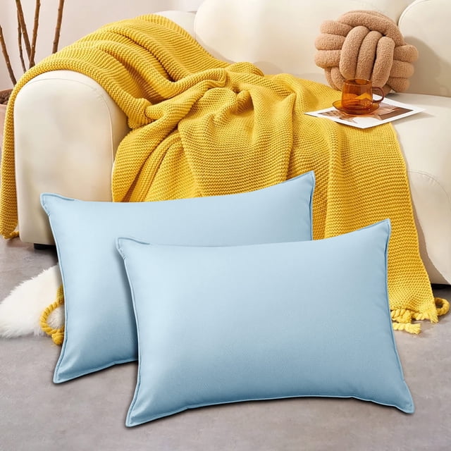 Birdeem Outdoor Pillow Cover, Waterproof Rectangle Cushion Cover 12x20 Inch, Modern Solid Color Patio Furniture Protector for Chair Backrest, Deck Poolside Use