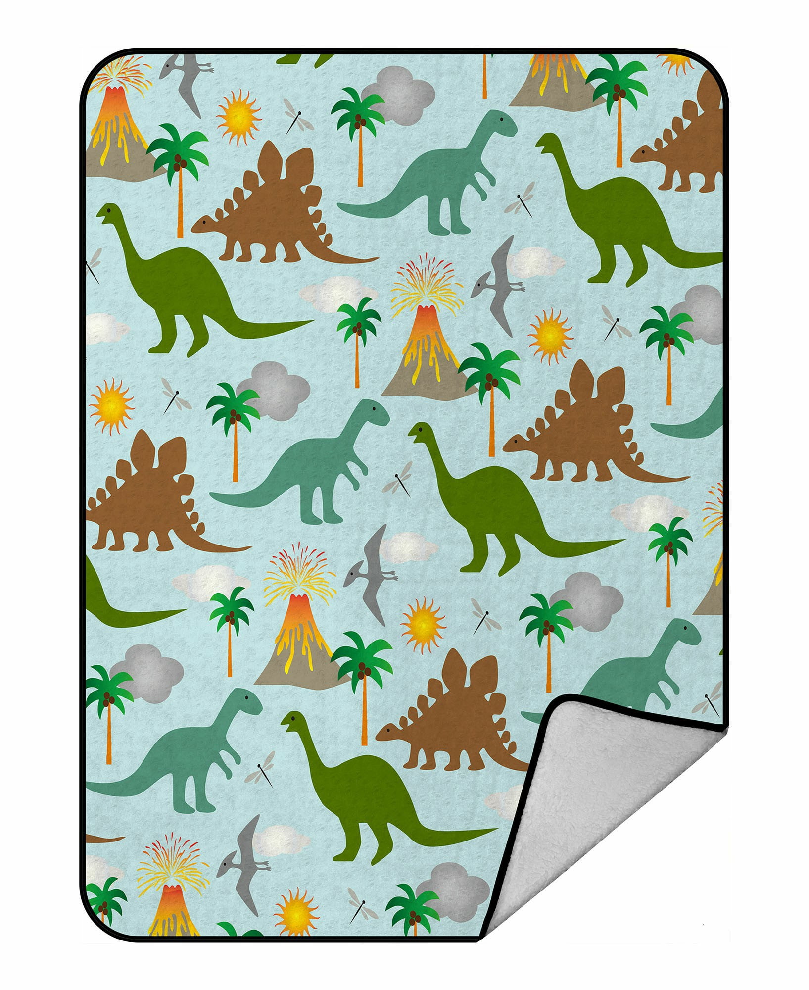 ECZJNT cartoon dinosaur scene Throw Blanket Fleece ...